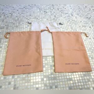 Three Stuart Weitzman Pink (2) and White (1) Dust Travel Bags NEW